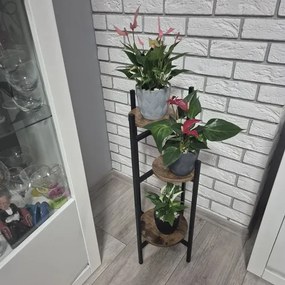 Kovový 3-poschodový stojan na kvety v loftovom štýle