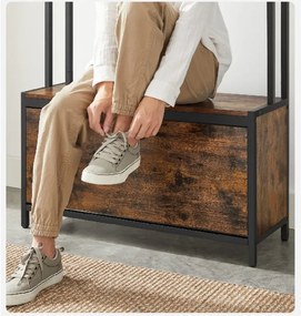 Predsieňová stena TAYLOR s botníkom 180x85 cm, rustikálna hnedá