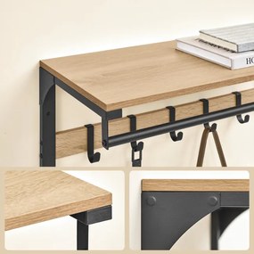 Nástenný vešiak s poličkou OSKAR LCR101B11 čierny / hnedý