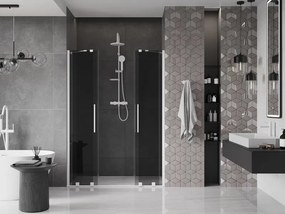 Mexen Velar Duo, posuvné sprchové dvere do otvoru 150 cm, 8mm šedé sklo, biela matná, 871-150-000-42-20