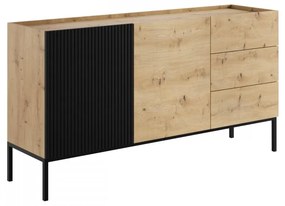 Komoda do obývačky Zulek 150 2D3SZ, Farby: dub artisan / dub artisan + čierna