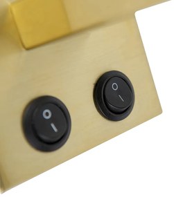 Moderná nástenná lampa mosadz s tienidlom čierny zamat - Brescia