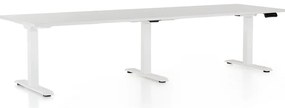 Výškovo nastaviteľný stôl OfficeTech Long, 260 x 80 cm, biela podnož, biela