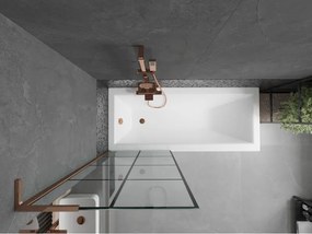 Mexen Next L, 1-krídlová vaňová zástena 70 x 150 cm, 6mm číre sklo-čierny vzor, ružové zlato profil, 895-070-000-03-77-60