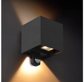 Brilagi - LED vonkajšie nástenné svietidlo so senzorom CUBE LED/6W/230V čierne BG2296