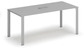 Stôl PRIMO INFINITY 1800 x 900 x 750, sivá + stolová zásuvka TYP IV, strieborná