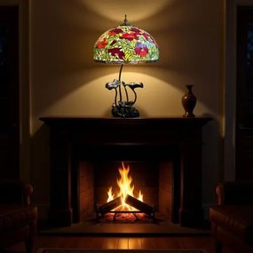 Lampa do obývačky Tiffany kovový stojan Folioles POPPY Ø50*63