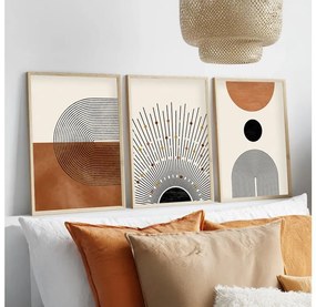 SADA 3x Obraz vo fotorámčeku 50x70 cm béžová/hnedá