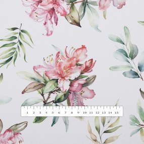 Biante Teflónový okrúhly obrus TF-134 Akvarelové kvety rododendrónu na bielom Ø 140 cm