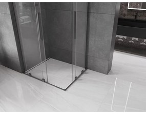 Mexen Velar L Duo, sprchový kút s posuvnými dverami 90 x 80 cm, 8mm číre sklo, brúsený grafit, 871-090-080-02-03-95