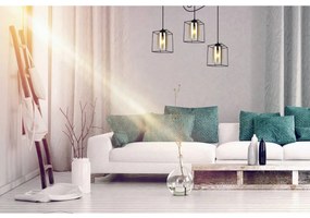 Závesné svietidlo Hella Cage Spider, 3x medové sklenené tienidlo v kovovom ráme