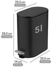Matne čierny pedálový oceľový odpadkový kôš 5 l Collungo – Wenko