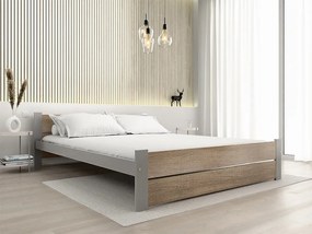 Posteľ IKAROS DOUBLE 180 x 200 cm, dub sonoma/sivá Rošt: S latkovým roštom, Matrac: Bez matraca