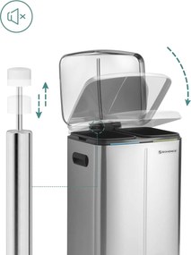 Dvojitý odpadkový kôš, 2 x 20 l kuchynský kôš, strieborná farba