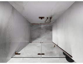 Mexen Lunar-F, ľavé sklápacie sprchové dvere 75 cm, 8mm číre sklo, ružové zlato profil, 836-075-000-60-00-L