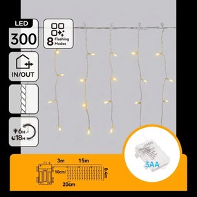 Aigostar - Vonkajšia vianočná LED reťaz 300xLED/8 funkcií 18x0,4m IP44 teplá biela