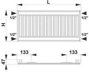 Malý radiátor Rotheigner 10 600 x 500 mm 4 bočné prípojky