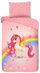 Ružové bavlnené detské obliečky na jednolôžko 140x200 cm Little – Good Morning