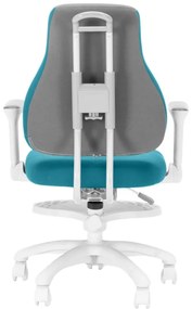 Detská rastúca stolička Neoseat KINDER WHITE — látka, šedá / tyrkysová
