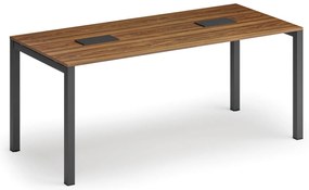 Rokovací stôl PRIMO SQUARE, 180x80 cm, orech + 2x stolná zásuvka TYP III, čierna