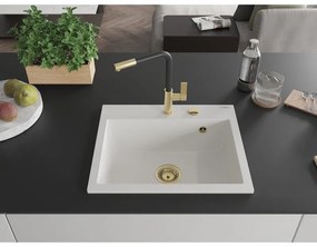 Mexen Oscar, 1-komorový granitový drez 580x490x205 mm, biela, 6519581000-20-G