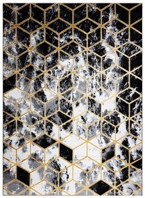 Kusový koberec Gloss 409A 82 3D cubes black/gold/grey, 240x330, čiernobiela, kancelária, Dywany Łuszczów