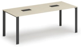 Stôl INFINITY 2000 x 900 x 750, wenge + 2x stolná zásuvka TYP III, čierna
