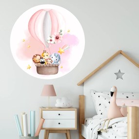 100x100cm Teplovzdušný balón so zvieratkami - textilná nálepka na stenu Veľkosť: 100 cm