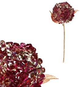 Umelá rezaná Hortenzia, pozlátená, fialovo-zlatý kvet, 60 cm