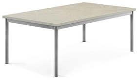 Stôl SONITUS, 1400x800x500 mm, linoleum - šedá, strieborná