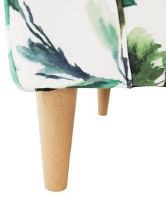 Tempo Kondela Kreslo ušiak, látka vzor zelené lístie, CHARLOT