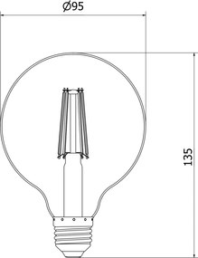 Mexen Vintis, LED žiarovka E27, G95, 8W, Teplá - 2200K, 600 lm, dymová - L157-E27-0822-70