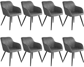 tectake 404065 8 stoličiek marilyn stoff - šedo - čierna