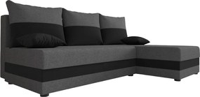 Rozkladacia obojstranná sedacia súprava do L VALERIO SLIM 200x140 cm, tmavosivá/antracitová + 2 vankúšiky ZDARMA