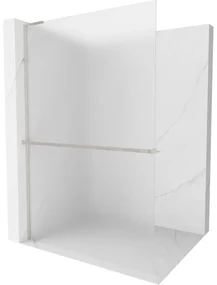 Mexen Kioto+ L, sprchová zástena Walk-In s poličkou a vešiakom 90 x 200 cm, 8mm sklo námraza, brúsená oceľ profil, 800-090-123-97-30