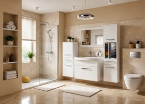 Kúpeľňový nábytok skrinky s umývadlom a zrkadlom biela matná  ROD PRIMO M 5/0/W/W/0/ZINC