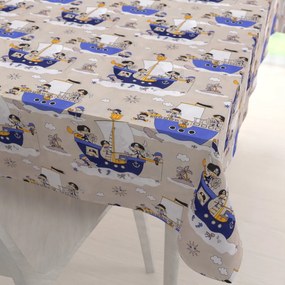 Biante Detský bavlnený obdĺžnikový obrus Sandra SA-022 Piráti na mori 100x140 cm