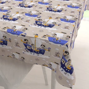Biante Detský bavlnený obdĺžnikový obrus Sandra SA-022 Piráti na mori 140x220 cm