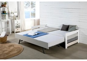 Vysoká bielo-sivá komoda so 4 zásuvkami Marckeric Romantica, 46 × 80 cm