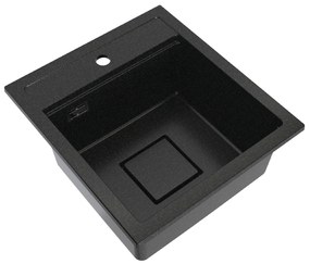 Gamma Quadro 4550, 1-komorový granitový drez 450x495x220 mm, čierna-zlatá, GMA-ZLE000222