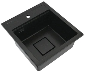 Gamma Quadro 4550, 1-komorový granitový drez 450x495x220 mm, čierna-zlatá, GMA-ZLE000222