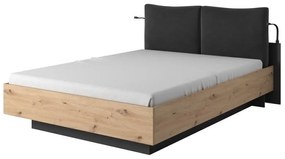 Čalúnená posteľ NEST 160 x 200 cm remeselný dub/antracit