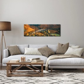 Obraz mosta v škótskom údolí (s hodinami) (90x30 cm)