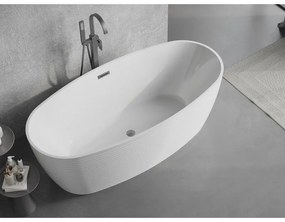 Mexen Lira, voľne stojaca vaňa, vzor, 170 × 80 cm, biela lesklá, brúsený grafit prepad, 52831708000-66