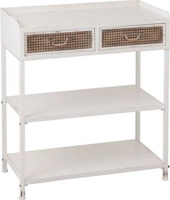 Biely antik kovový konzolový stôl so šuplíkmi Valio White - 75*38*84cm