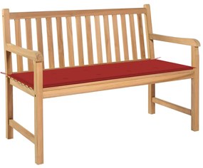 vidaXL Záhradná lavička s červenou podložkou 120 cm tíkový masív