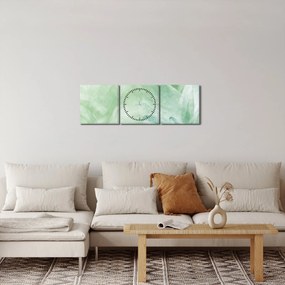 Obraz - Zelený kvet (s hodinami) (90x30 cm)