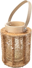 Lucerna s flitrami NATUR GLAM 26 cm, prírodná