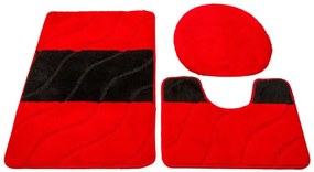 Sada kúpeľňových koberčekov FIORI červená / čierna, pruhy