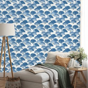 Samolepiaca tapeta modré akvarelové listy